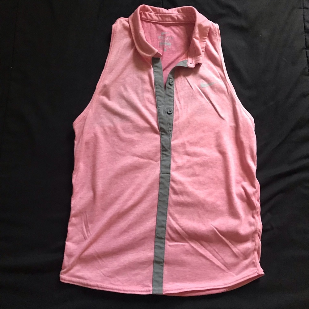 NIKE DRI-FIT COLLARED PINK TOP WOMENS SMALL